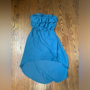 mine Strapless Blue Flowy Dress